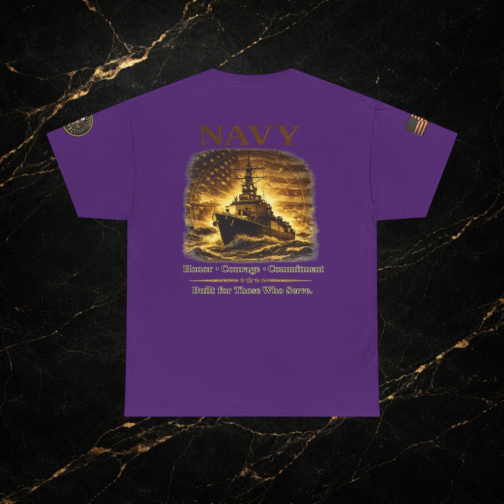 Navy ‘Forged at Sea’ Crew Neck Tee — Honor Courage Commitment Military T‑Shirt