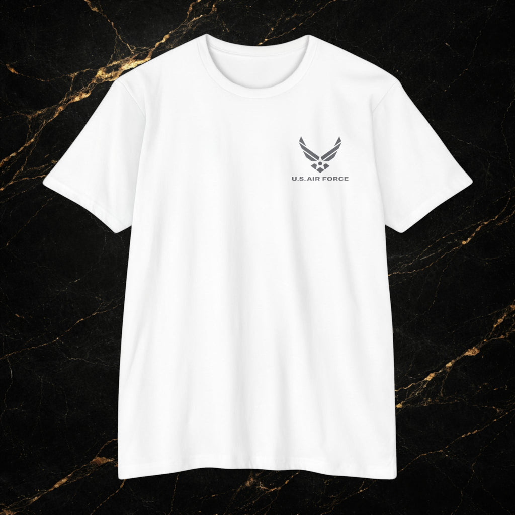 Air Force T-Shirt — 'Air Force' Emblem with Flag & Jets, 'Fly. Fight. Win.' Military Tee