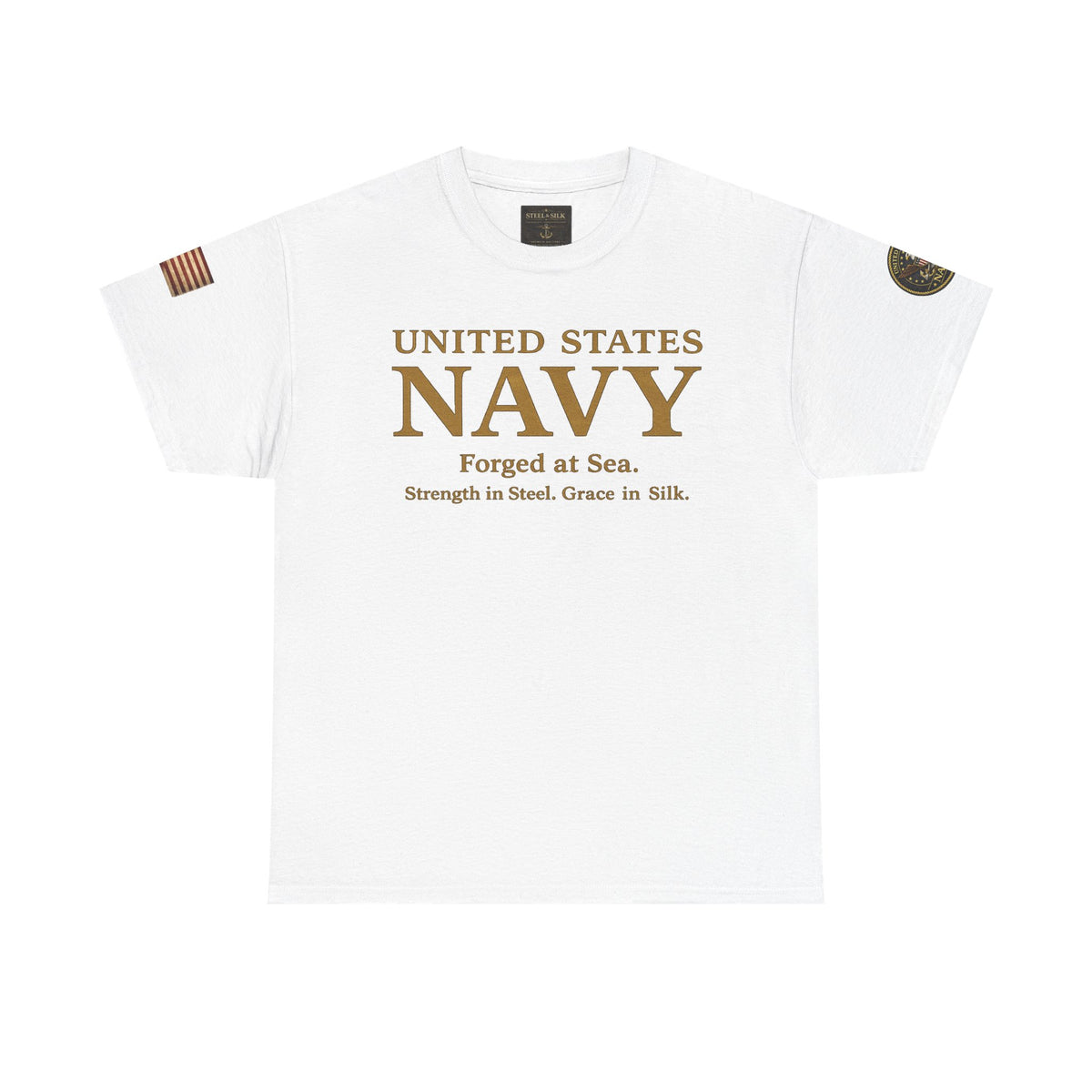 Navy ‘Forged at Sea’ Crew Neck Tee — Honor Courage Commitment Military T‑Shirt