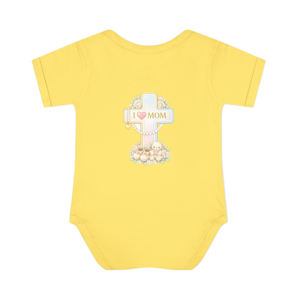 Mom's Greatest Blessing Infant Bodysuit — "Mom" Cross Newborn Onesie