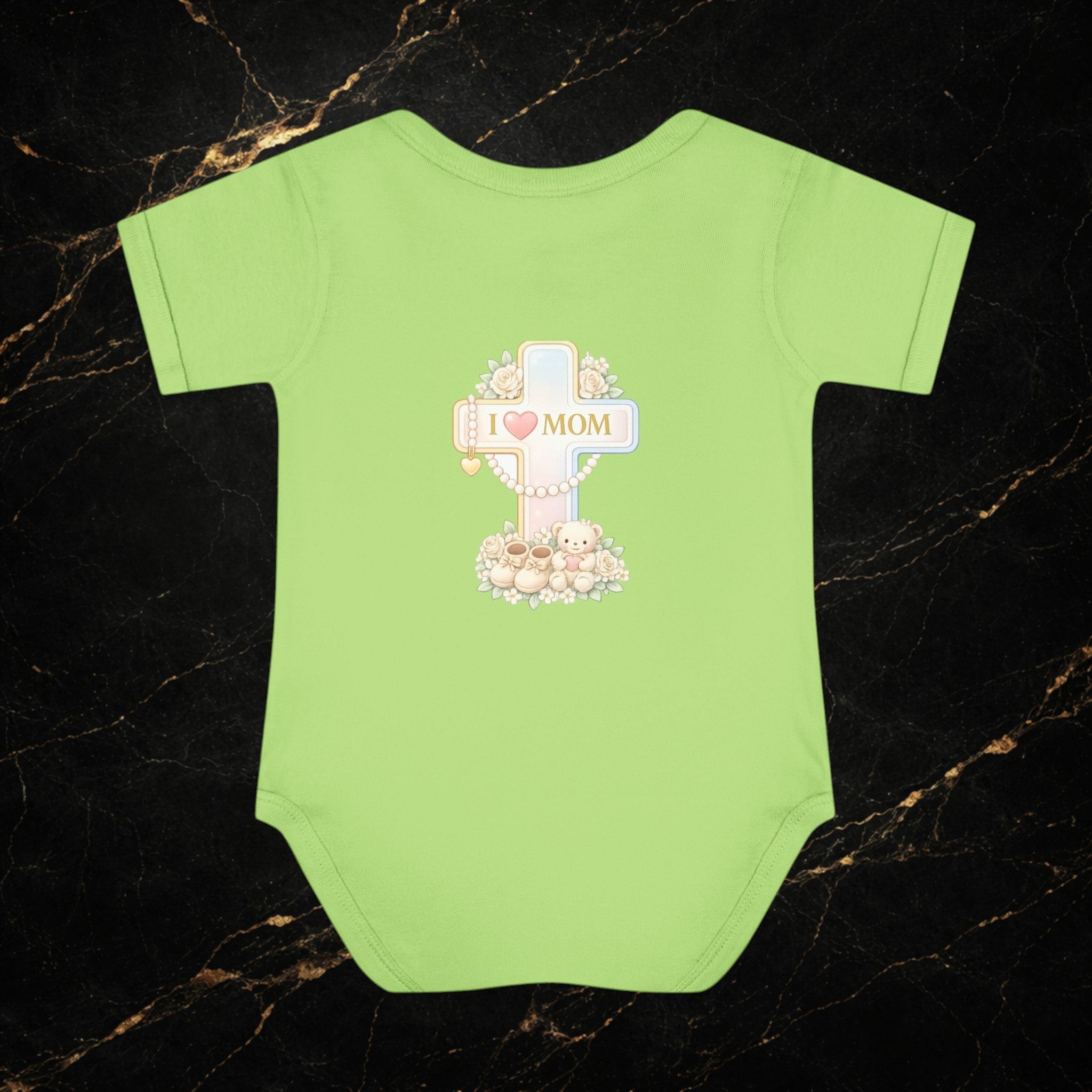 Mom's Greatest Blessing Infant Bodysuit — "Mom" Cross Newborn Onesie