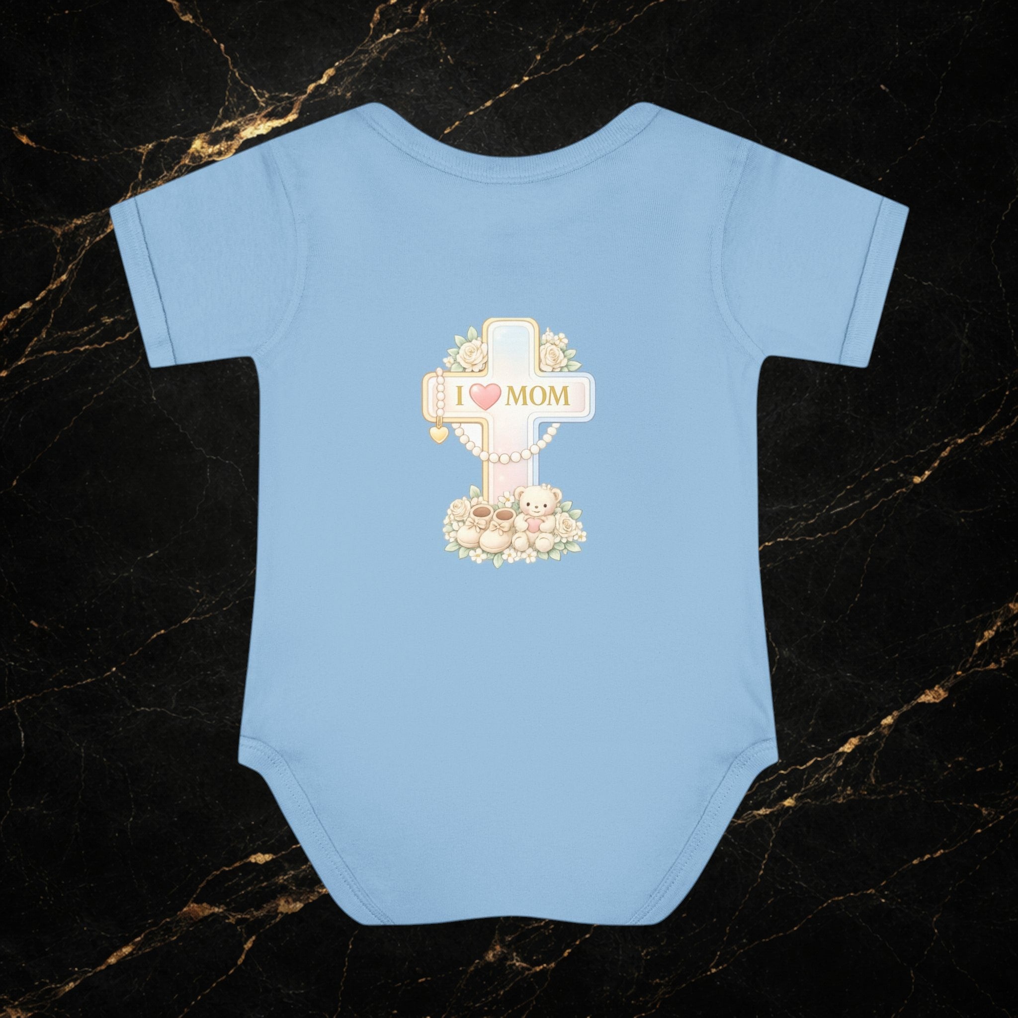 Mom's Greatest Blessing Infant Bodysuit — "Mom" Cross Newborn Onesie
