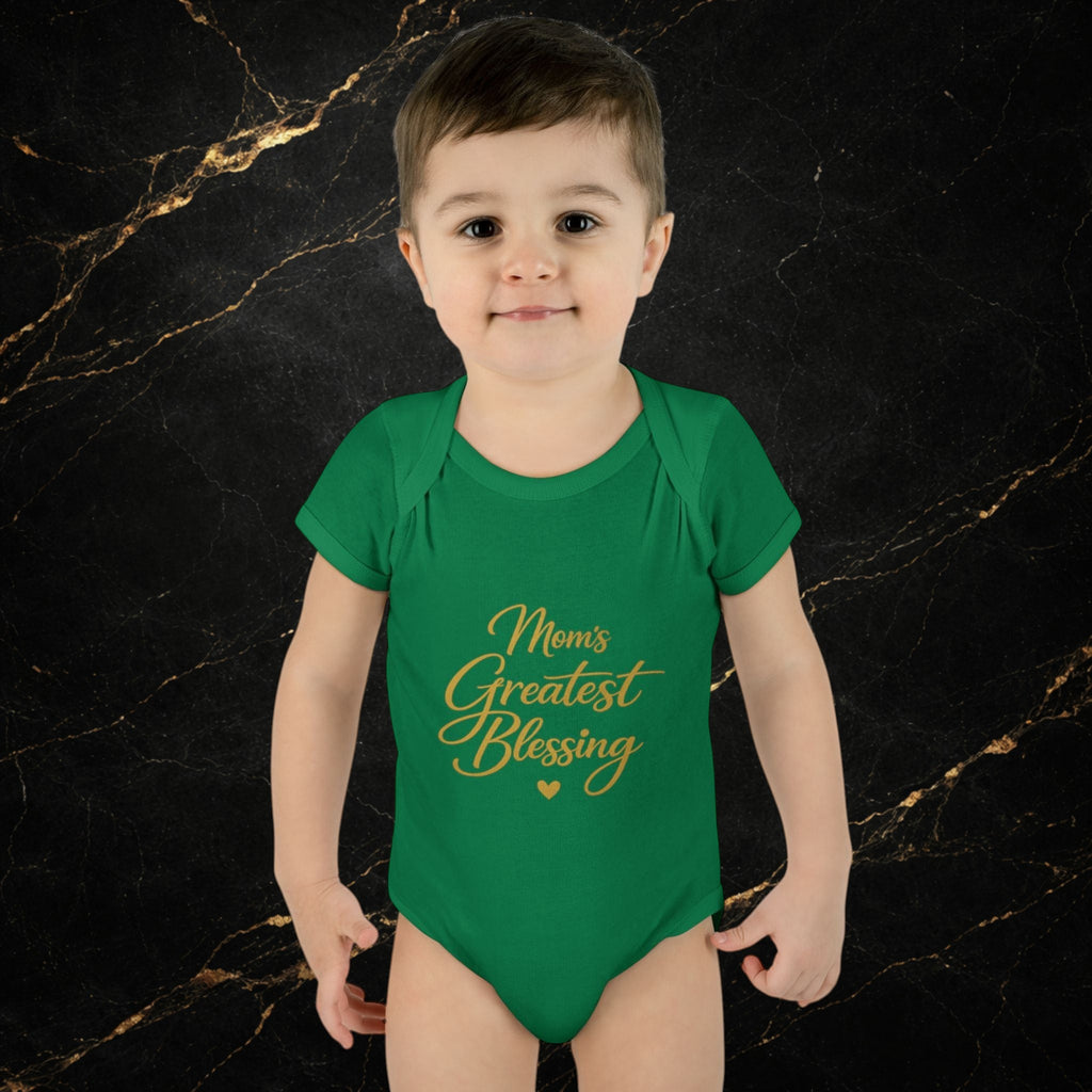 Mom's Greatest Blessing Infant Bodysuit — "Mom" Cross Newborn Onesie