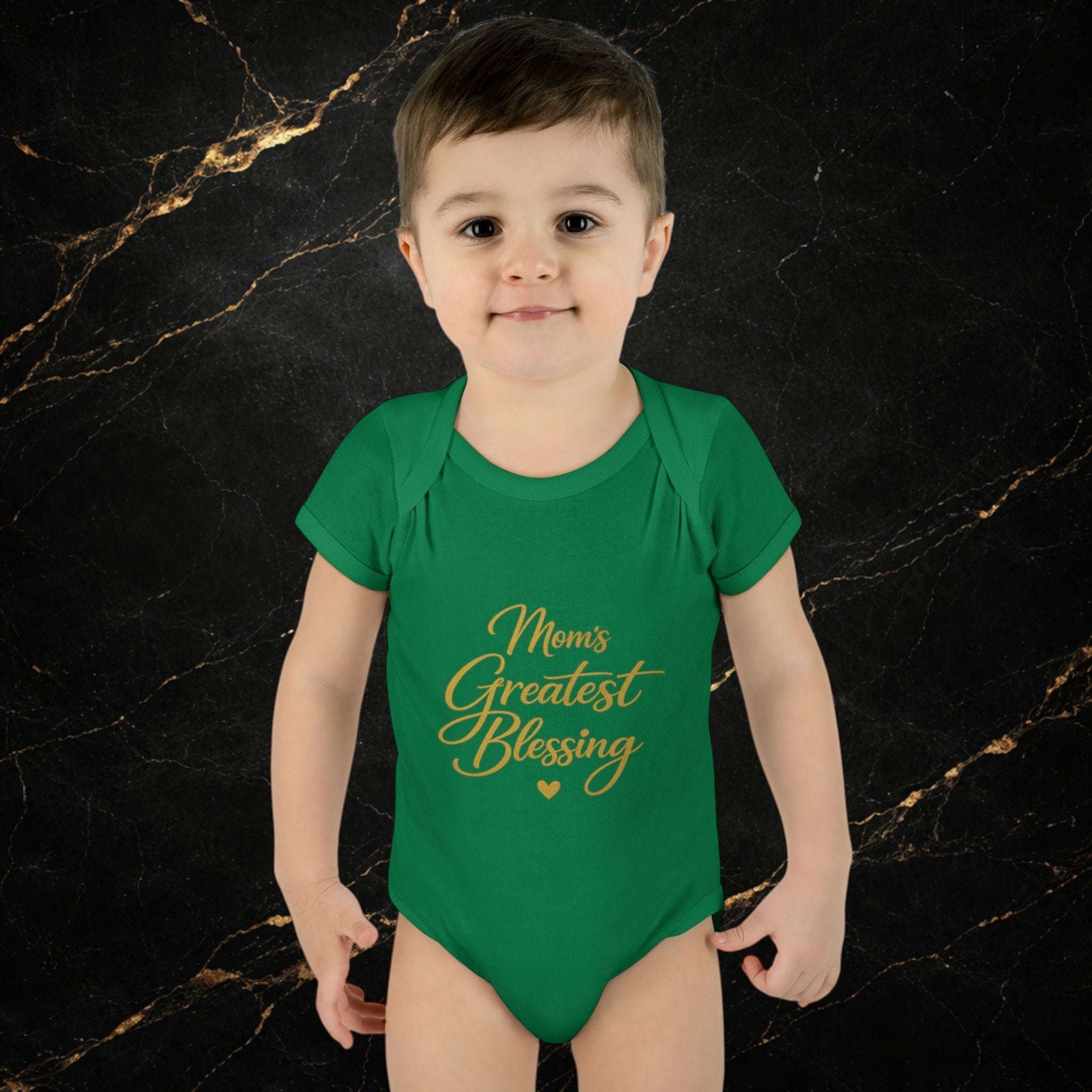 Mom's Greatest Blessing Infant Bodysuit — "Mom" Cross Newborn Onesie