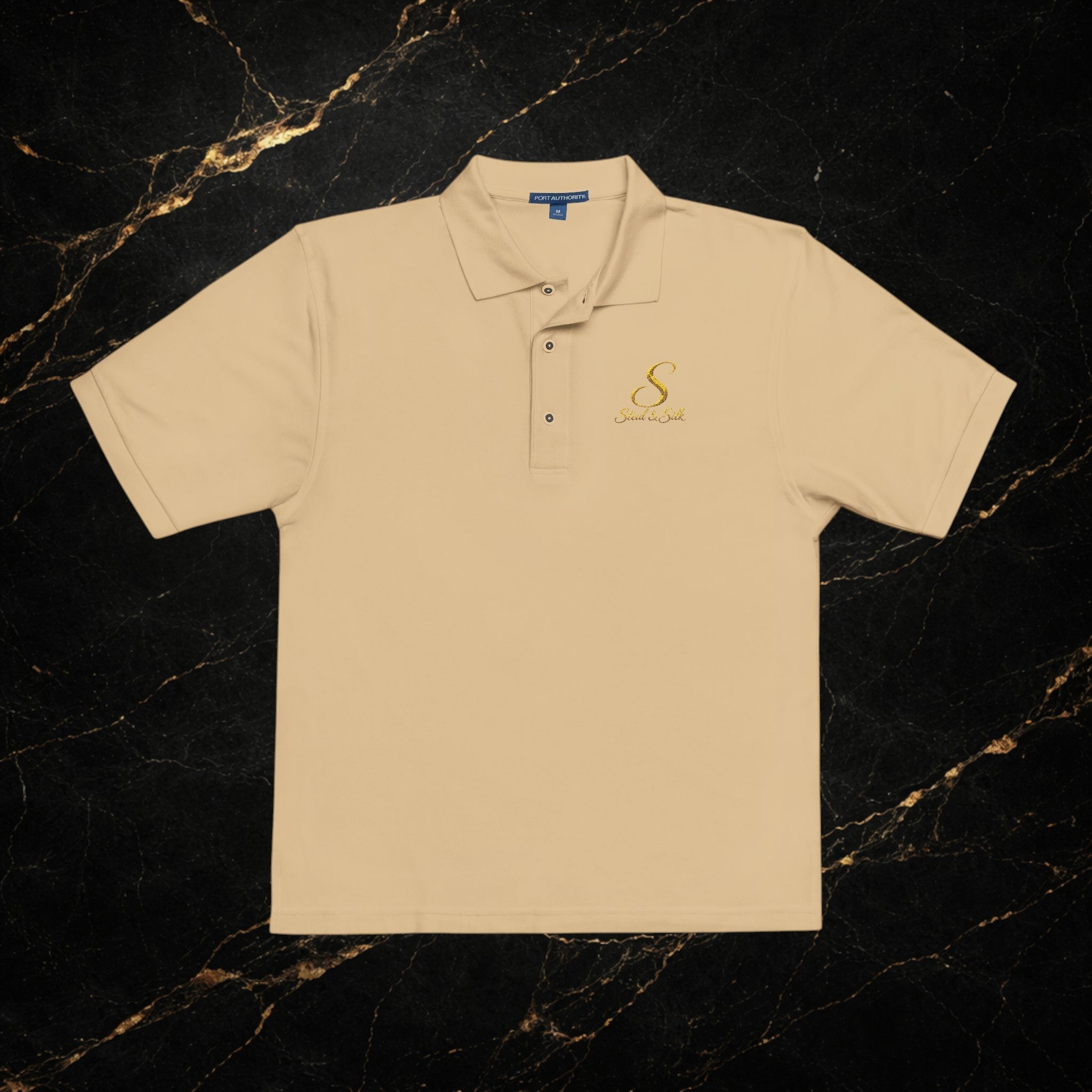 Embroidered Gold Snake Logo Polo Shirt — Classic Casual Dress Polo