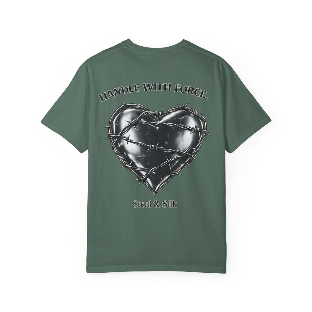 Handle With Force Heart Graphic T-Shirt — "Steal & Silk" Band Tee