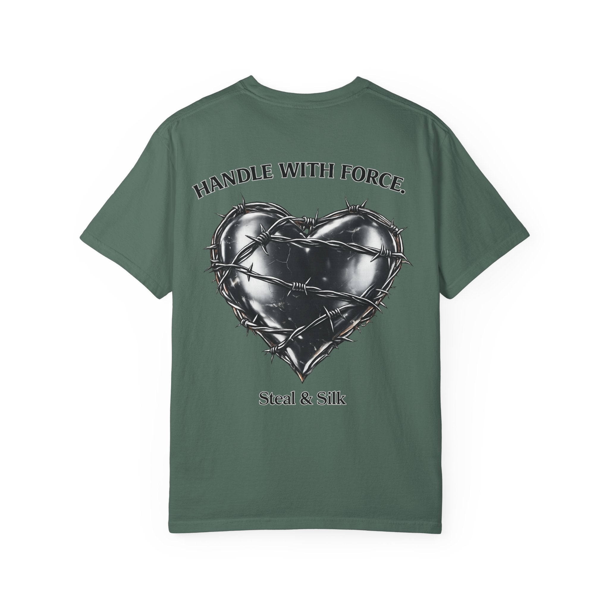 Handle With Force Heart Graphic T-Shirt — "Steal & Silk" Band Tee