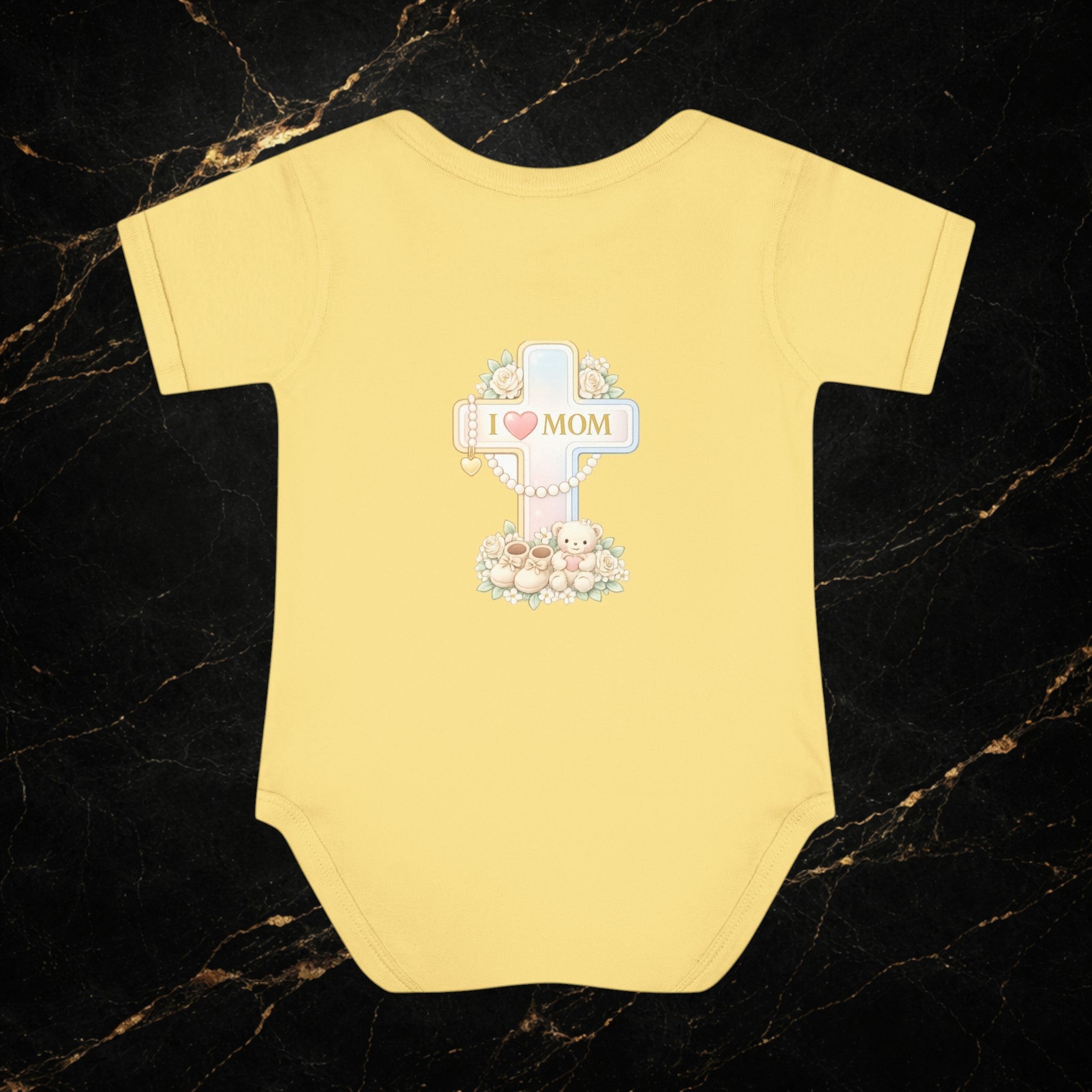 Mom's Greatest Blessing Infant Bodysuit — "Mom" Cross Newborn Onesie