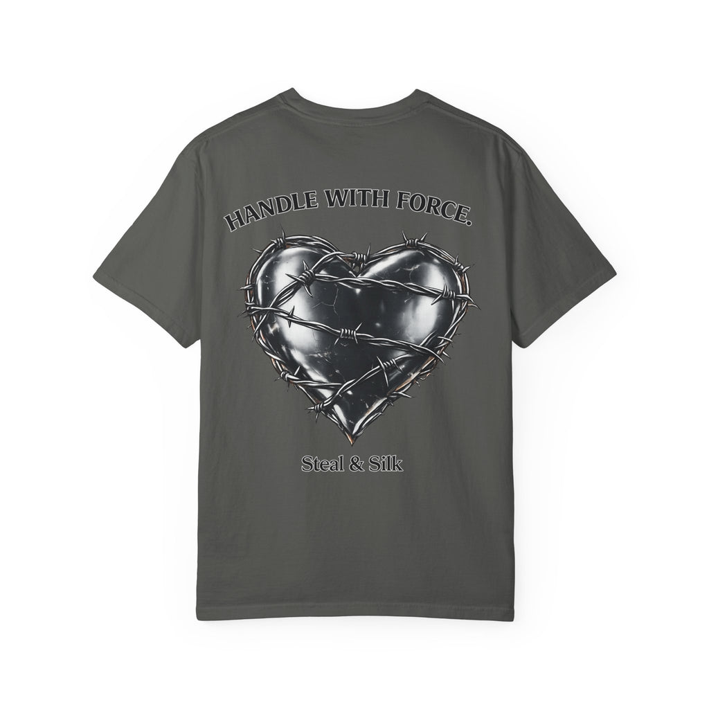 Handle With Force Heart Graphic T-Shirt — "Steal & Silk" Band Tee