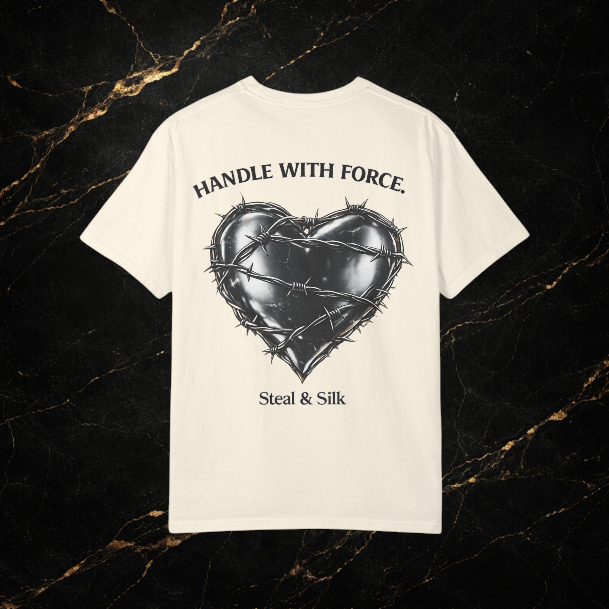 Handle With Force Heart Graphic T-Shirt — "Steal & Silk" Band Tee