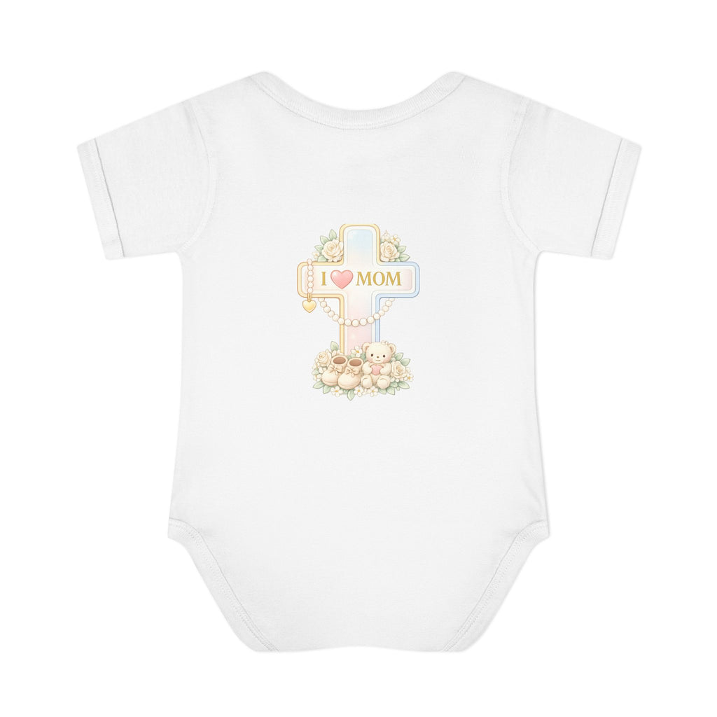 Mom's Greatest Blessing Infant Bodysuit — "Mom" Cross Newborn Onesie