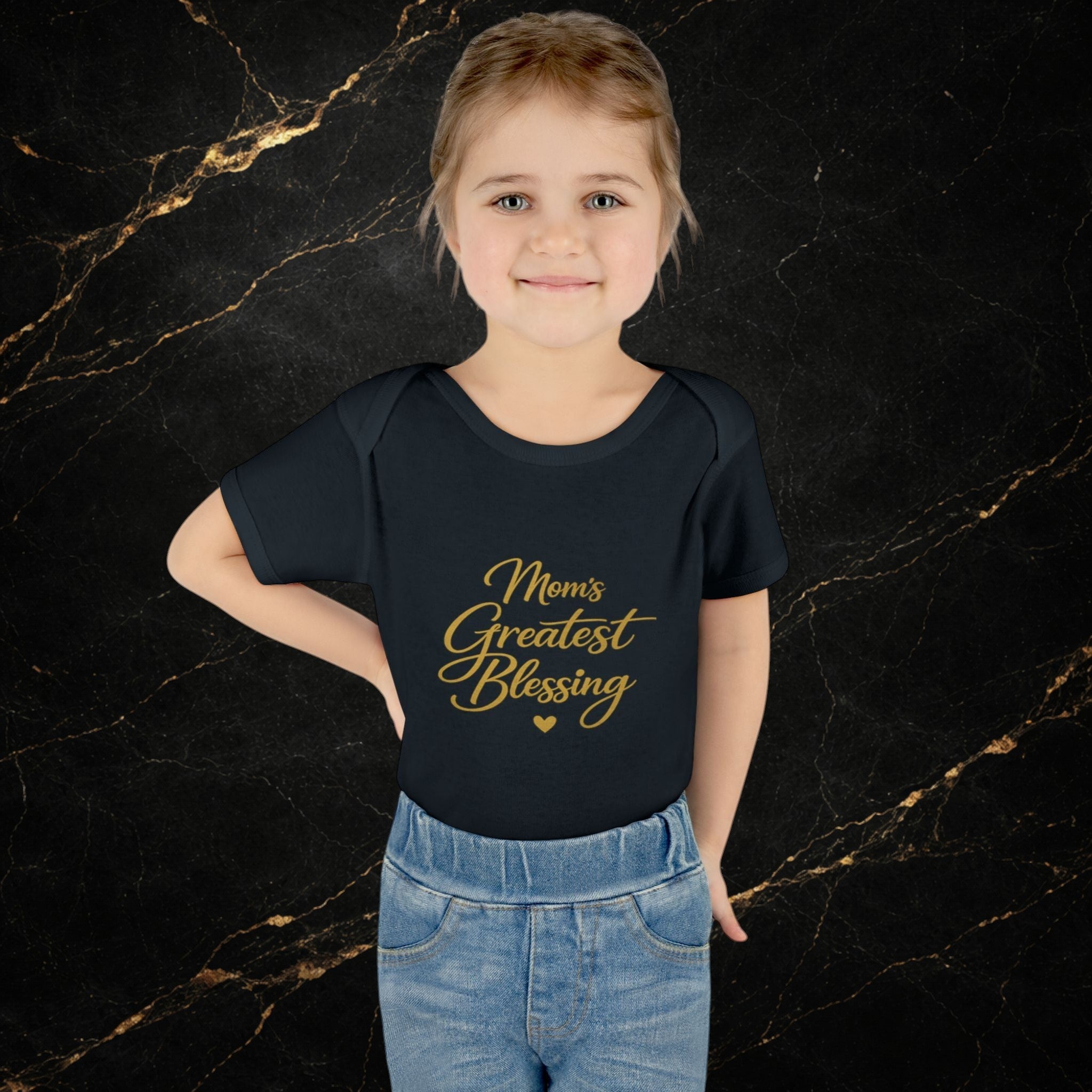 Mom's Greatest Blessing Infant Bodysuit — "Mom" Cross Newborn Onesie