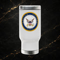 Navy Emblem 14oz Stainless Travel Mug with Handle – Honor Courage Commitment