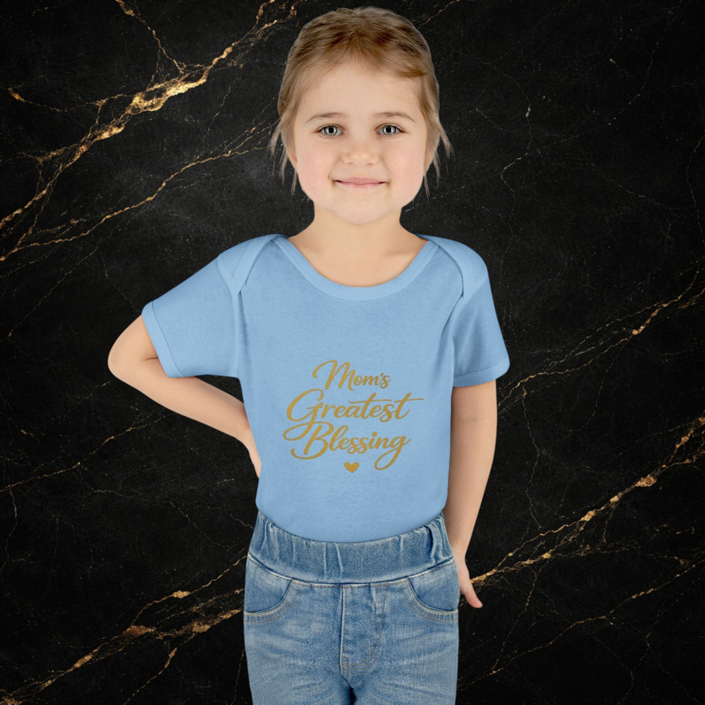 Mom's Greatest Blessing Infant Bodysuit — "Mom" Cross Newborn Onesie