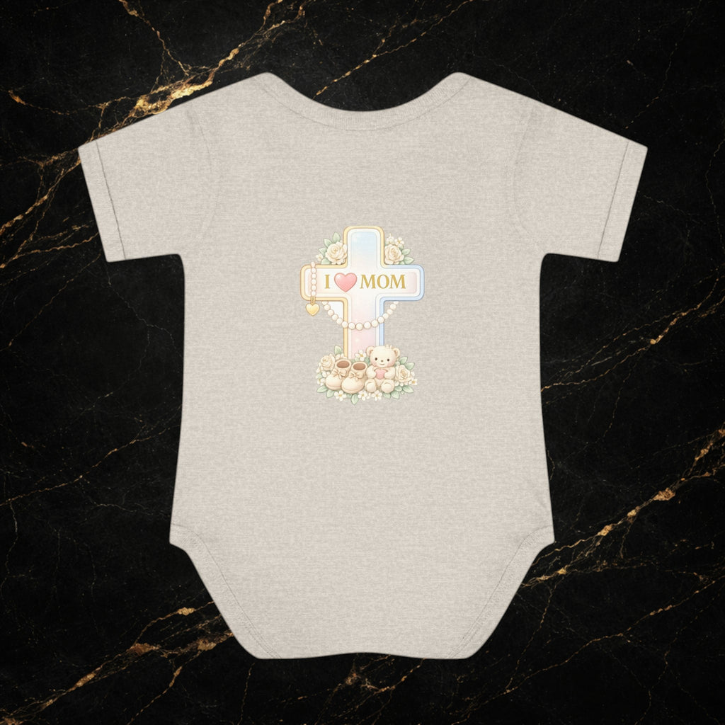 Mom's Greatest Blessing Infant Bodysuit — "Mom" Cross Newborn Onesie