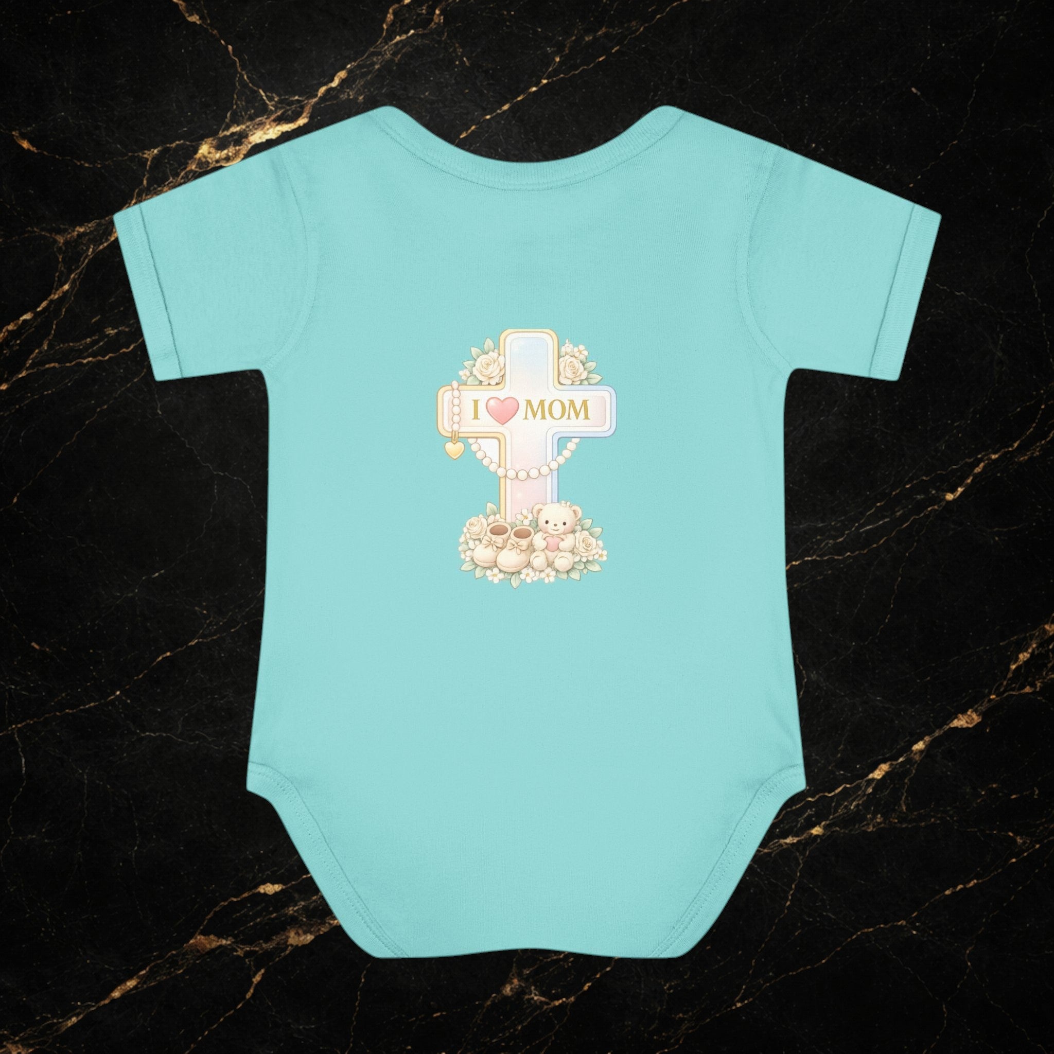 Mom's Greatest Blessing Infant Bodysuit — "Mom" Cross Newborn Onesie