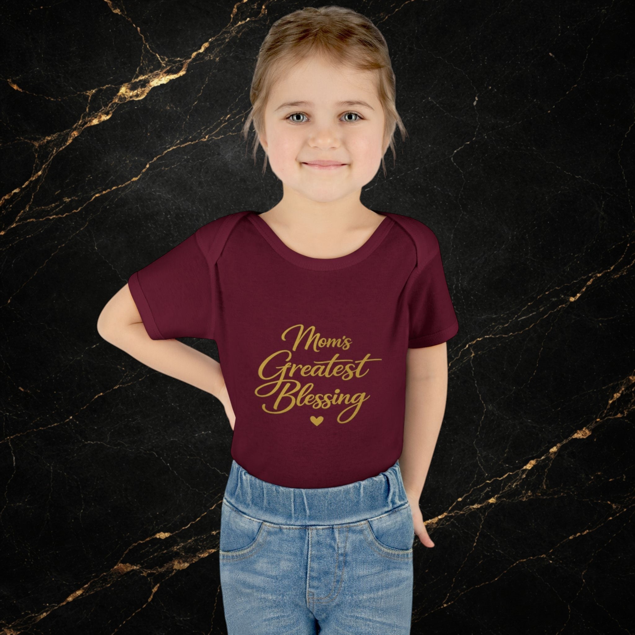 Mom's Greatest Blessing Infant Bodysuit — "Mom" Cross Newborn Onesie