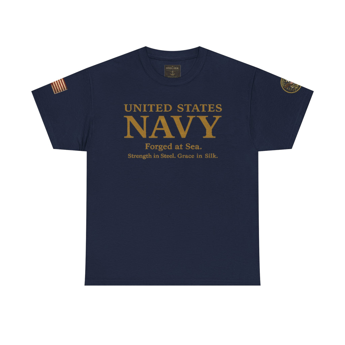 Navy ‘Forged at Sea’ Crew Neck Tee — Honor Courage Commitment Military T‑Shirt