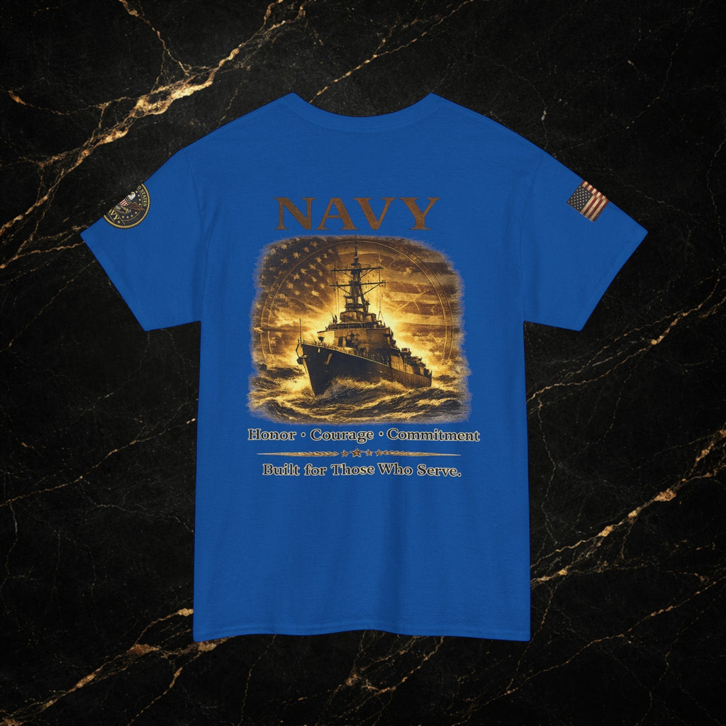 Navy ‘Forged at Sea’ Crew Neck Tee — Honor Courage Commitment Military T‑Shirt