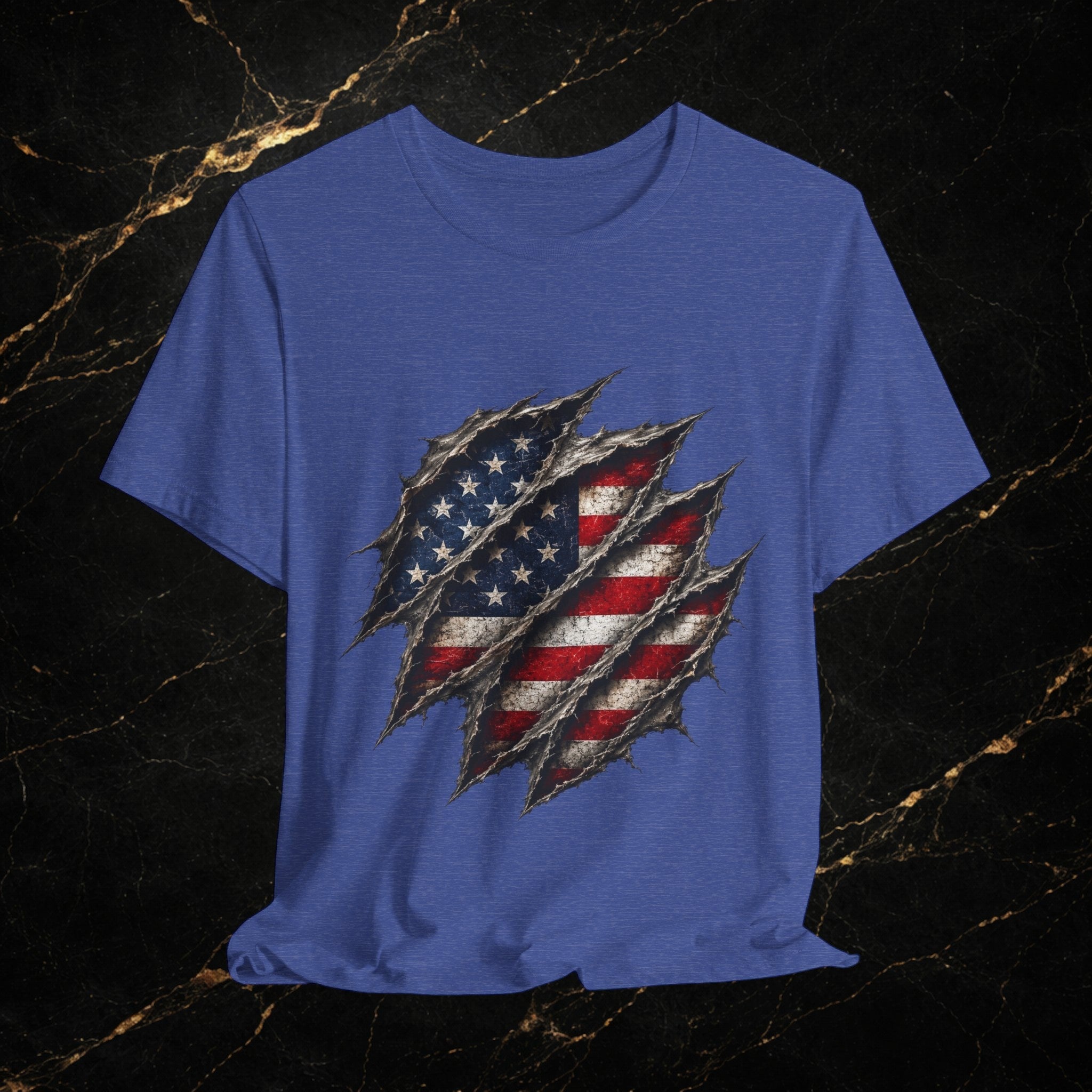 American Flag Ripped Chest T-Shirt - Patriotic USA Graphic Tee