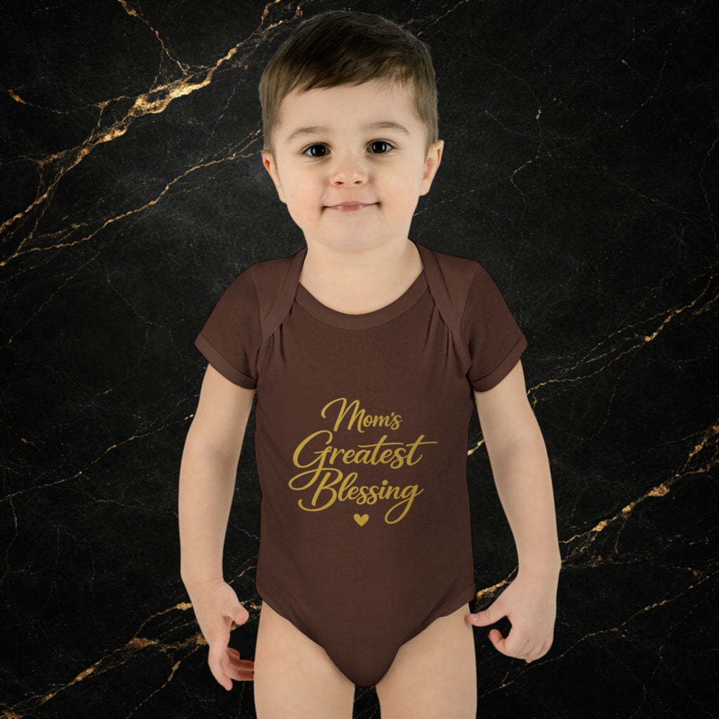 Mom's Greatest Blessing Infant Bodysuit — "Mom" Cross Newborn Onesie
