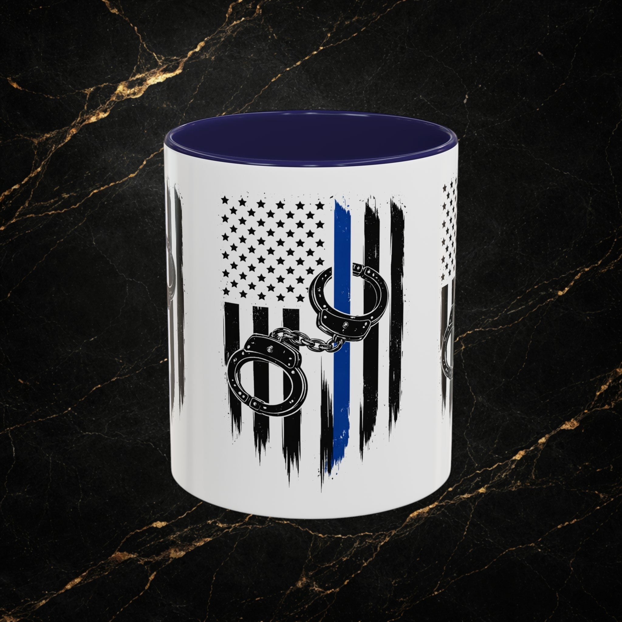 Police 911 Accent Coffee Mug — Patrol Car with Lights Coffee Cup (11/15oz)