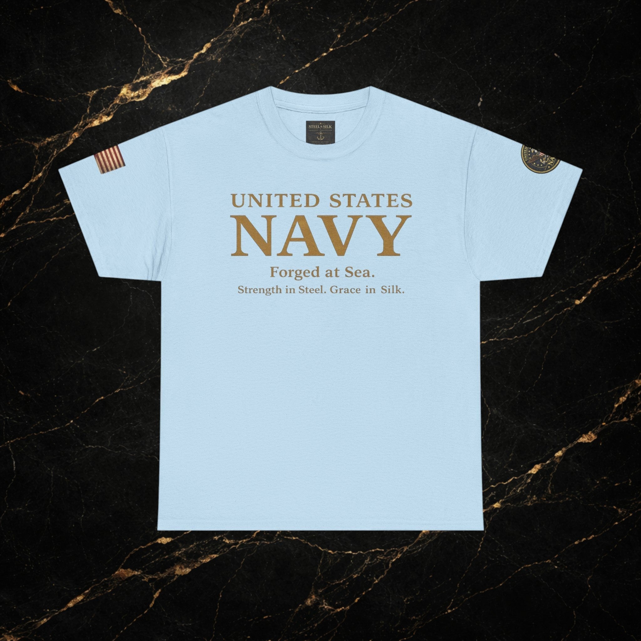 Navy ‘Forged at Sea’ Crew Neck Tee — Honor Courage Commitment Military T‑Shirt