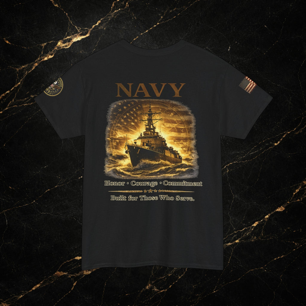 Navy ‘Forged at Sea’ Crew Neck Tee — Honor Courage Commitment Military T‑Shirt
