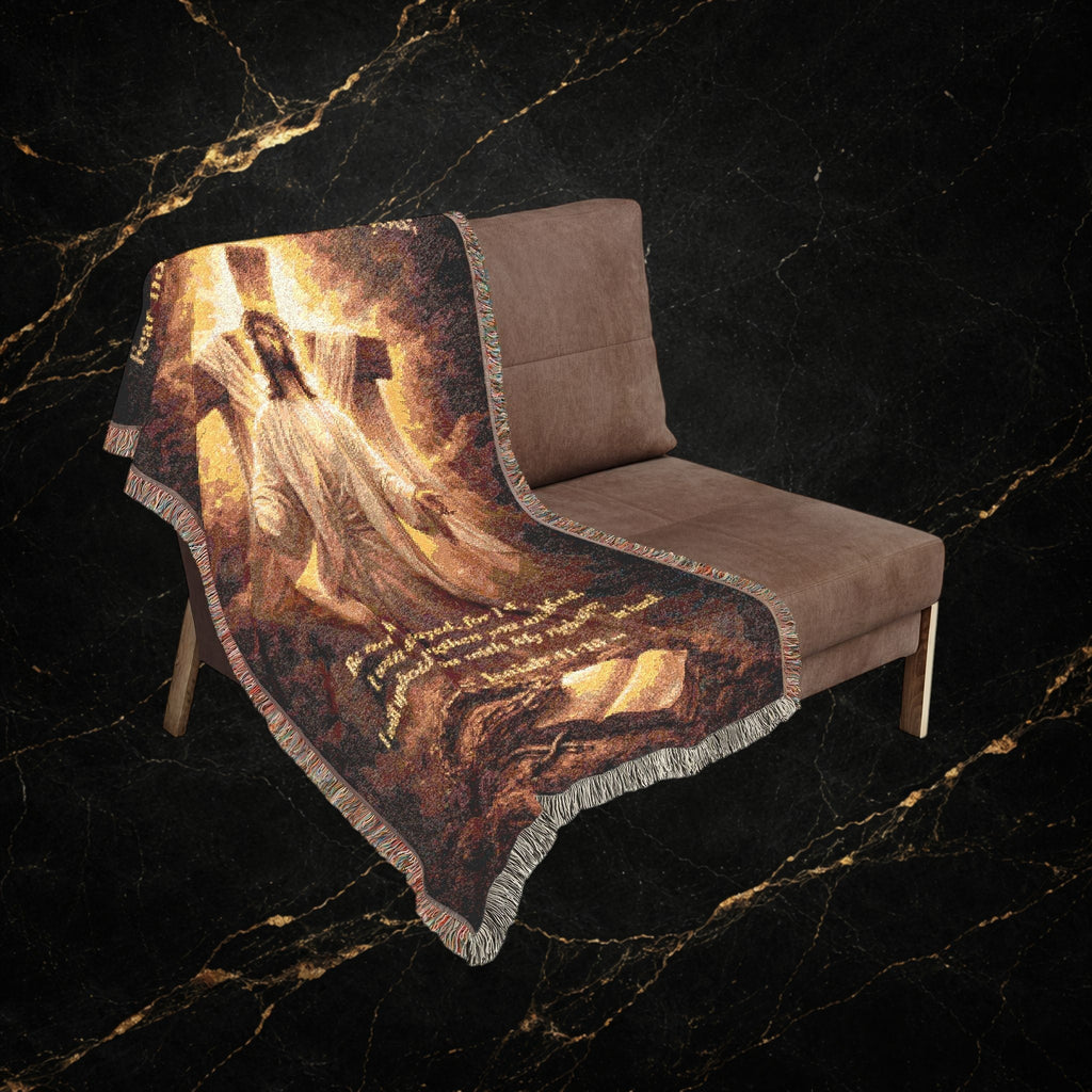 Religious Jesus Woven Blanket — Inspirational Prayer Throw for Home & Church