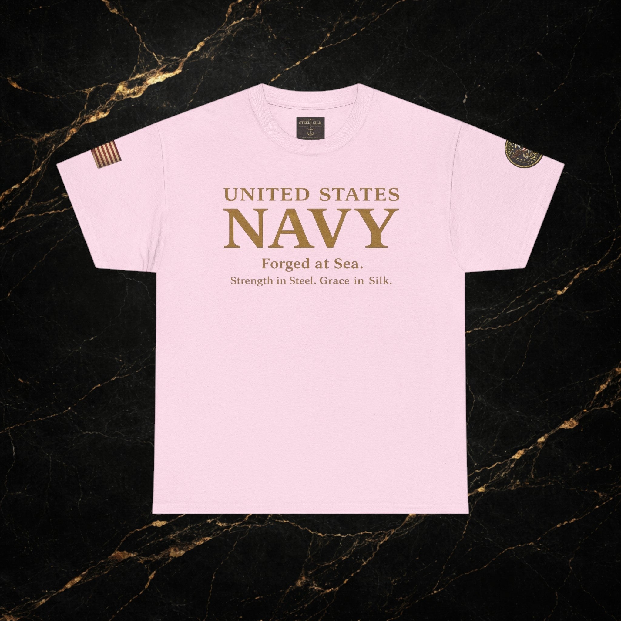 Navy ‘Forged at Sea’ Crew Neck Tee — Honor Courage Commitment Military T‑Shirt