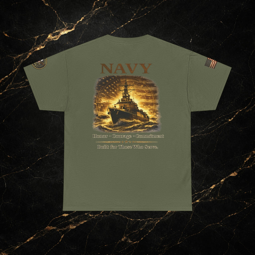Navy ‘Forged at Sea’ Crew Neck Tee — Honor Courage Commitment Military T‑Shirt