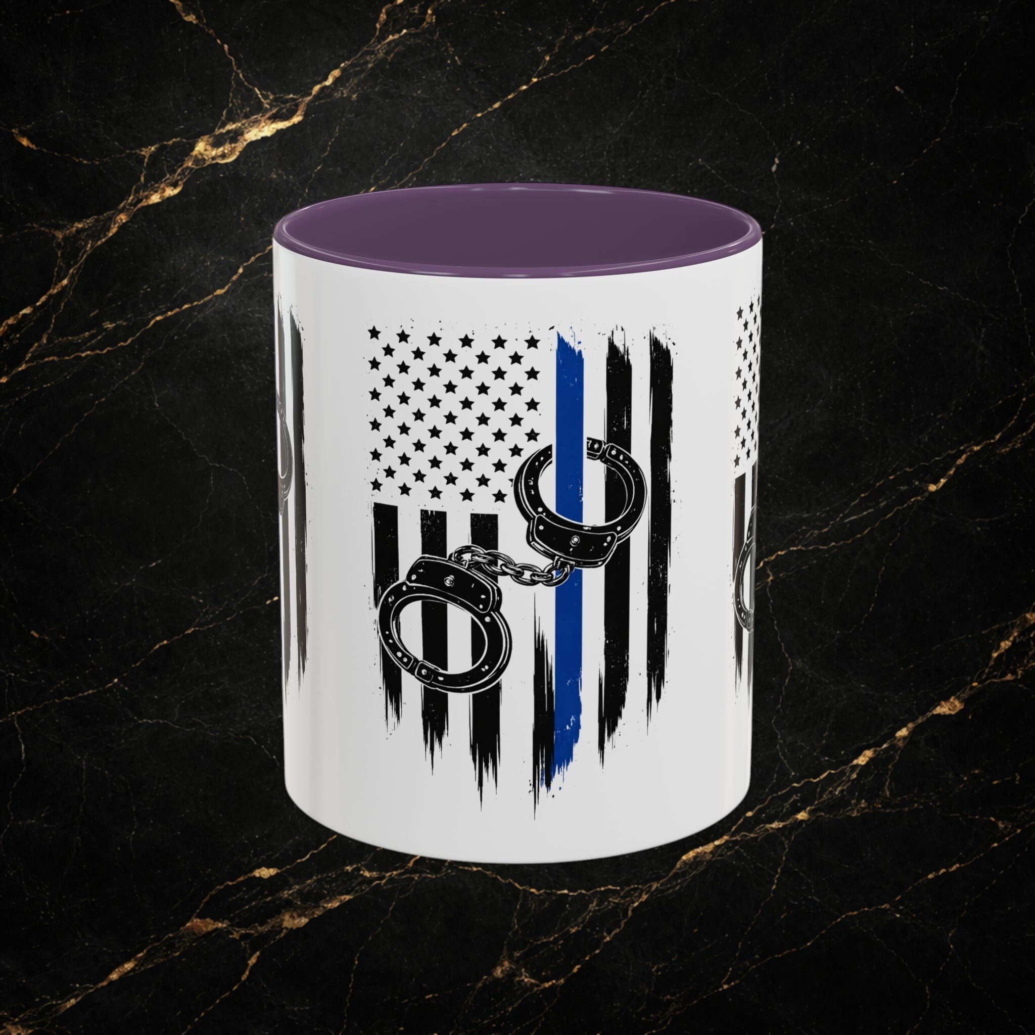 Police 911 Accent Coffee Mug — Patrol Car with Lights Coffee Cup (11/15oz)