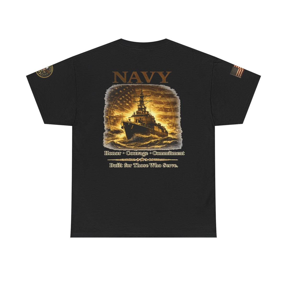 Navy ‘Forged at Sea’ Crew Neck Tee — Honor Courage Commitment Military T‑Shirt