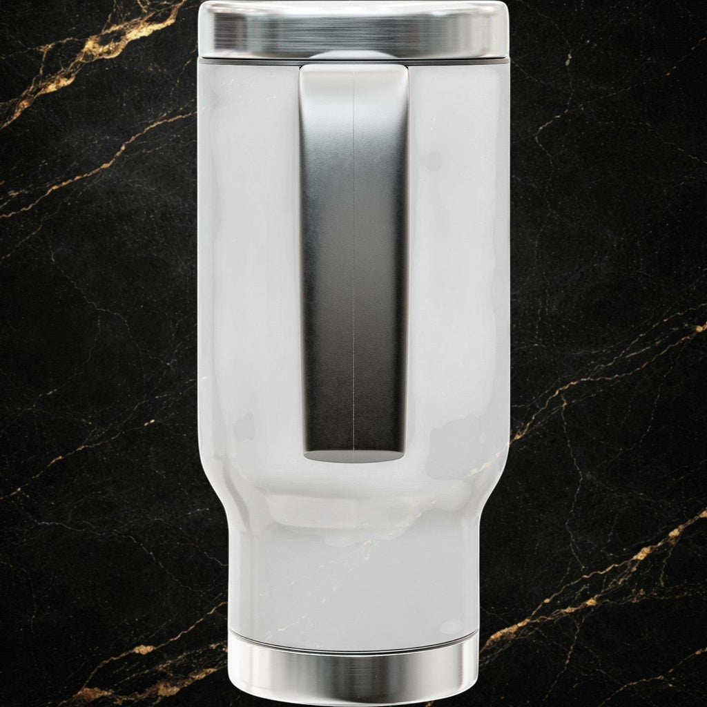 Army Emblem 14oz Stainless Travel Mug with Handle — Patriotic Military Crest