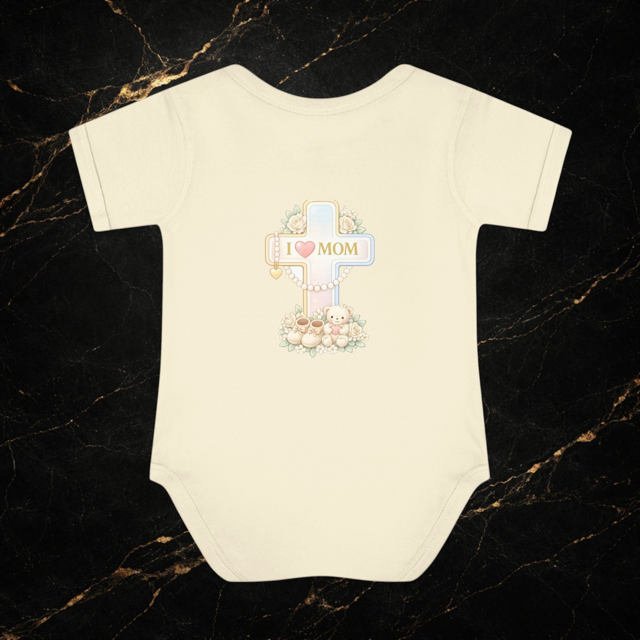 Mom's Greatest Blessing Infant Bodysuit — "Mom" Cross Newborn Onesie