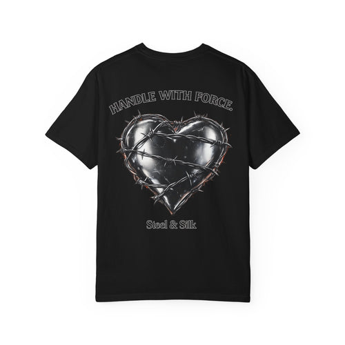 Handle With Force Heart Graphic T-Shirt — "Steal & Silk" Band Tee