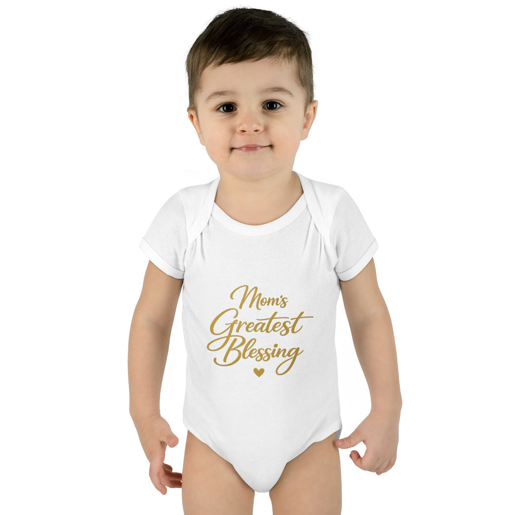 Mom's Greatest Blessing Infant Bodysuit — "Mom" Cross Newborn Onesie