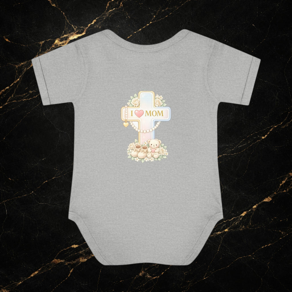 Mom's Greatest Blessing Infant Bodysuit — "Mom" Cross Newborn Onesie