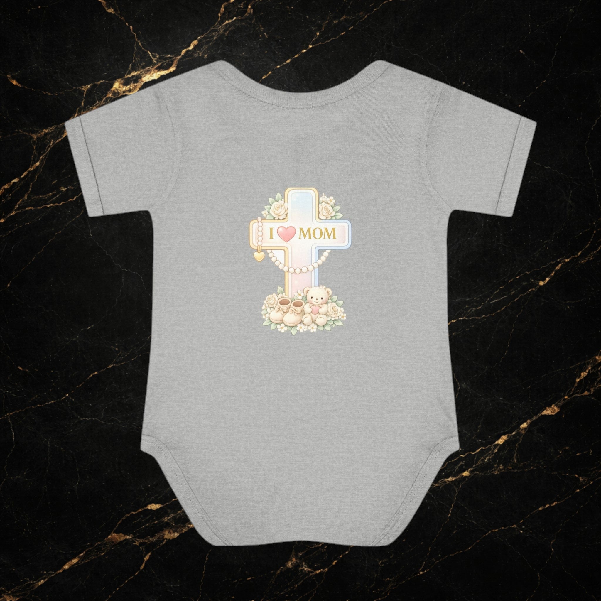 Mom's Greatest Blessing Infant Bodysuit — "Mom" Cross Newborn Onesie