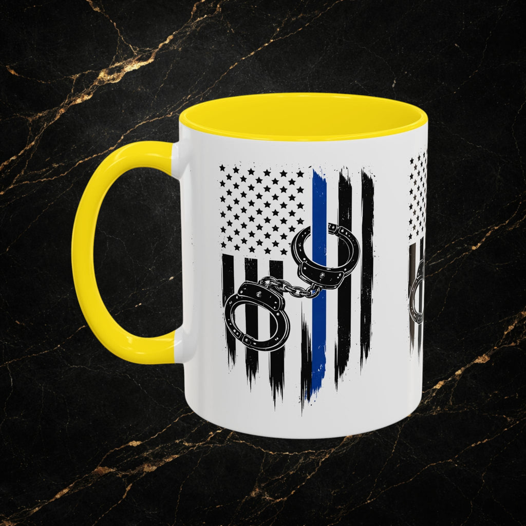 Police 911 Accent Coffee Mug — Patrol Car with Lights Coffee Cup (11/15oz)