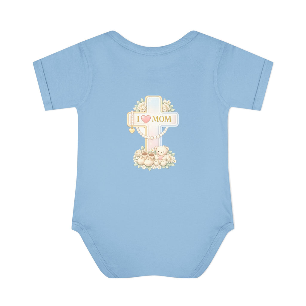 Mom's Greatest Blessing Infant Bodysuit — "Mom" Cross Newborn Onesie