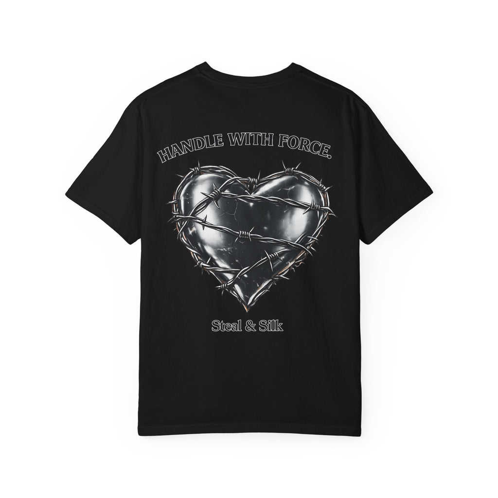 Handle With Force Heart Graphic T-Shirt — "Steal & Silk" Band Tee