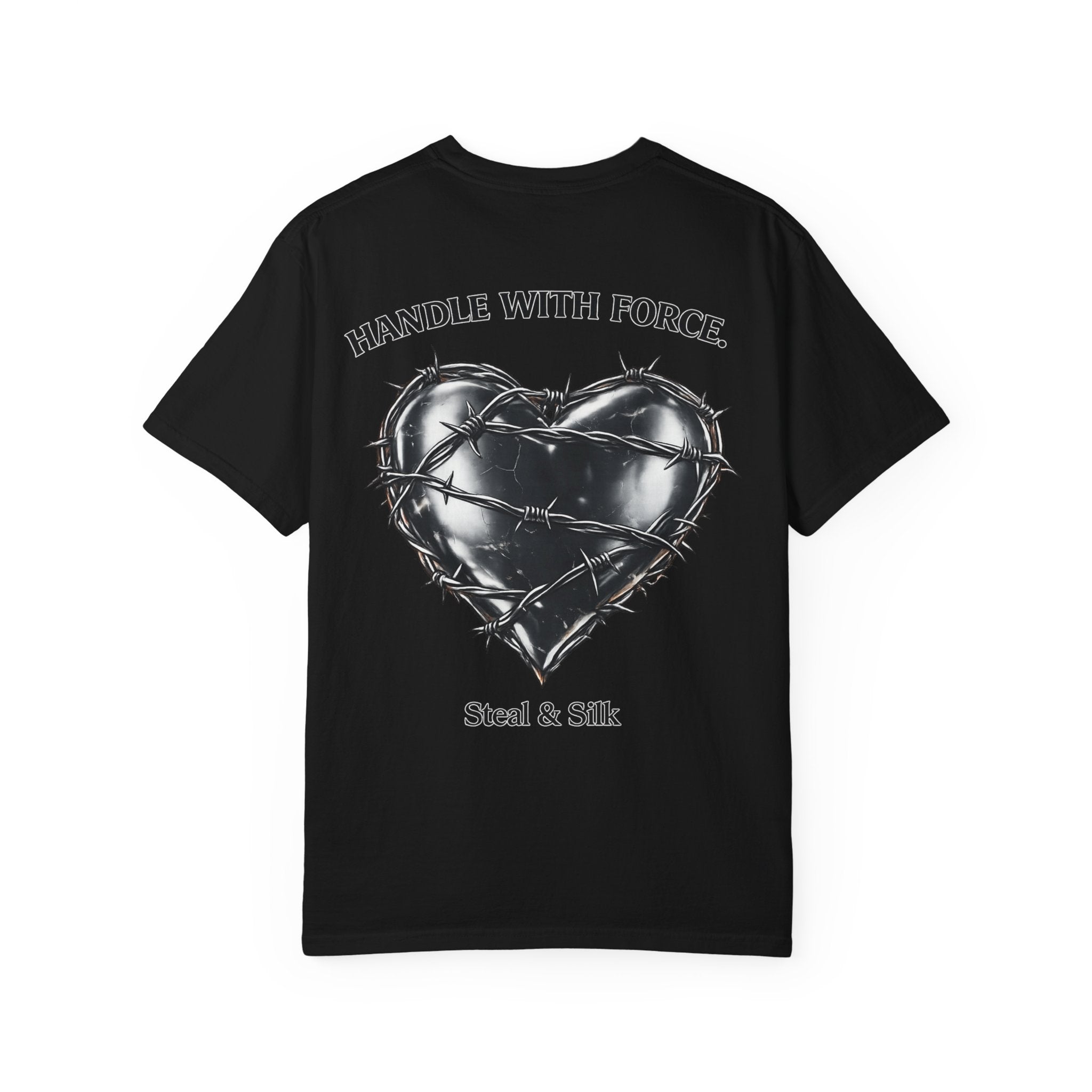 Handle With Force Heart Graphic T-Shirt — "Steal & Silk" Band Tee