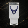 Air Force Travel Mug - "Fly. Fight. Win." 14oz Stainless Steel Insulated Tumbler with Handle