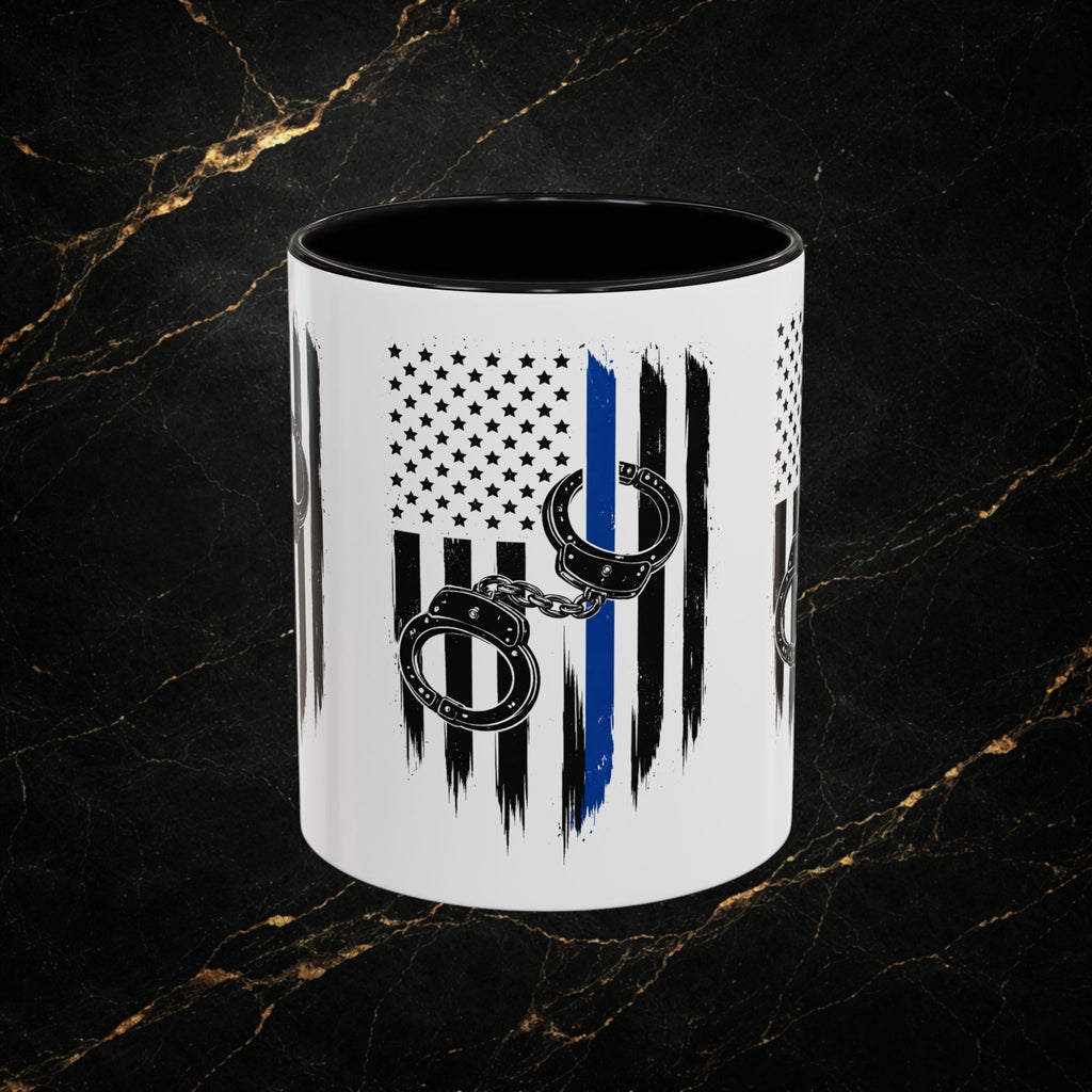 Police 911 Accent Coffee Mug — Patrol Car with Lights Coffee Cup (11/15oz)
