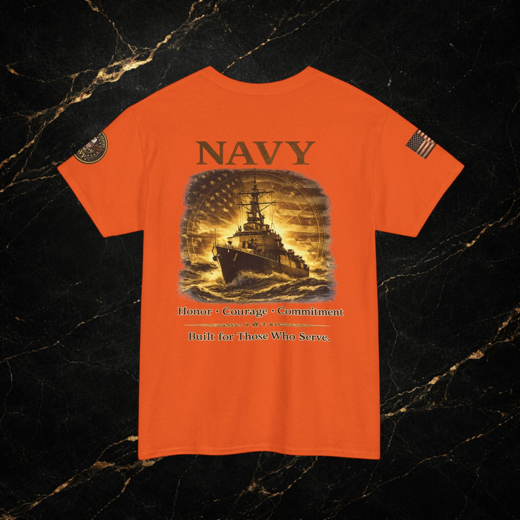 Navy ‘Forged at Sea’ Crew Neck Tee — Honor Courage Commitment Military T‑Shirt