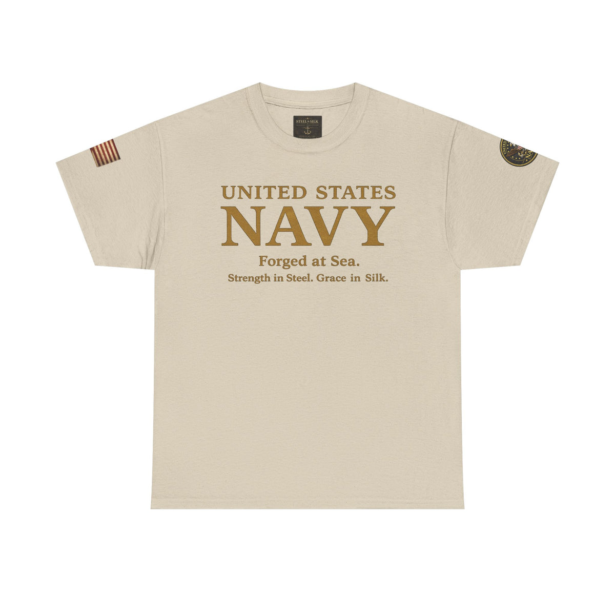 Navy ‘Forged at Sea’ Crew Neck Tee — Honor Courage Commitment Military T‑Shirt
