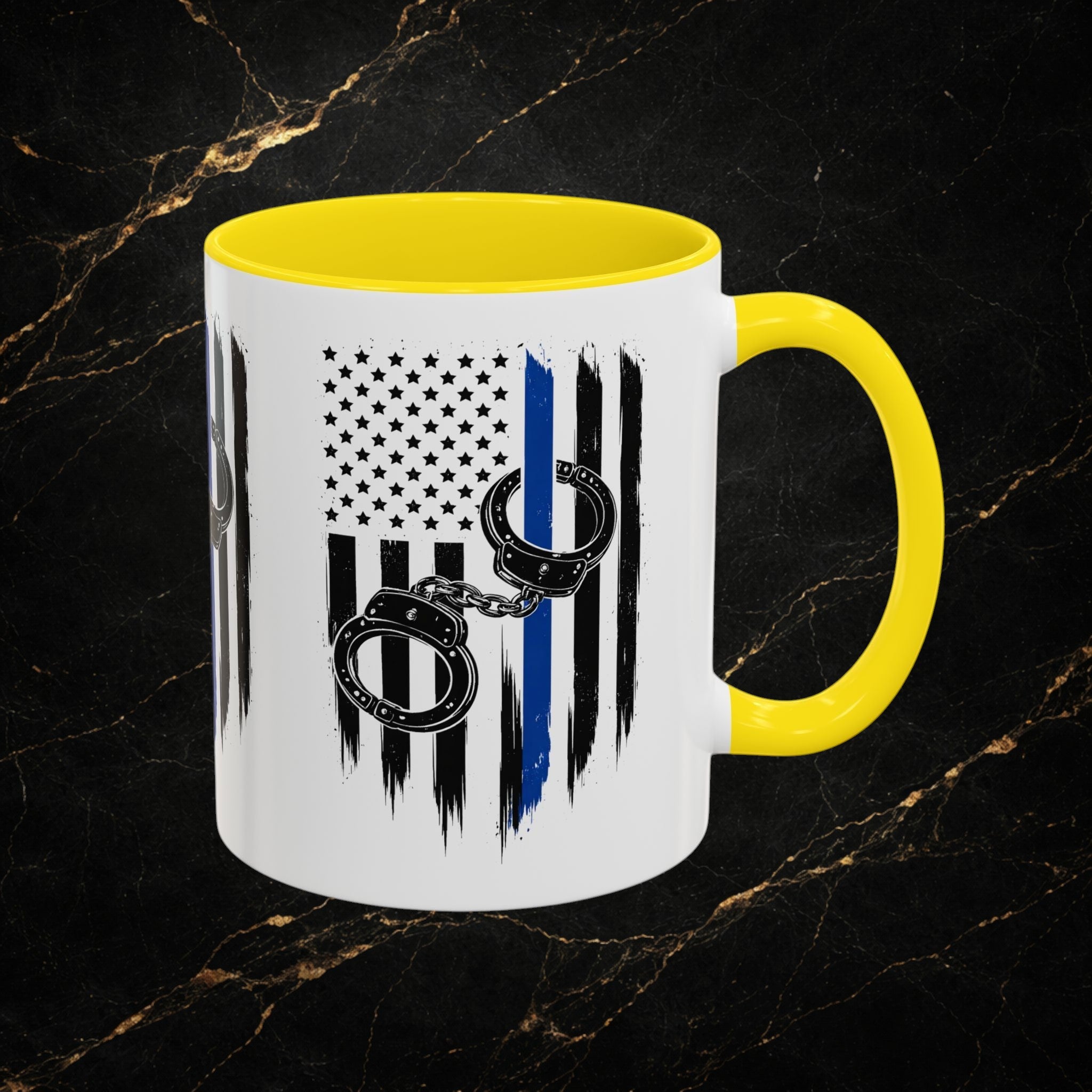 Police 911 Accent Coffee Mug — Patrol Car with Lights Coffee Cup (11/15oz)