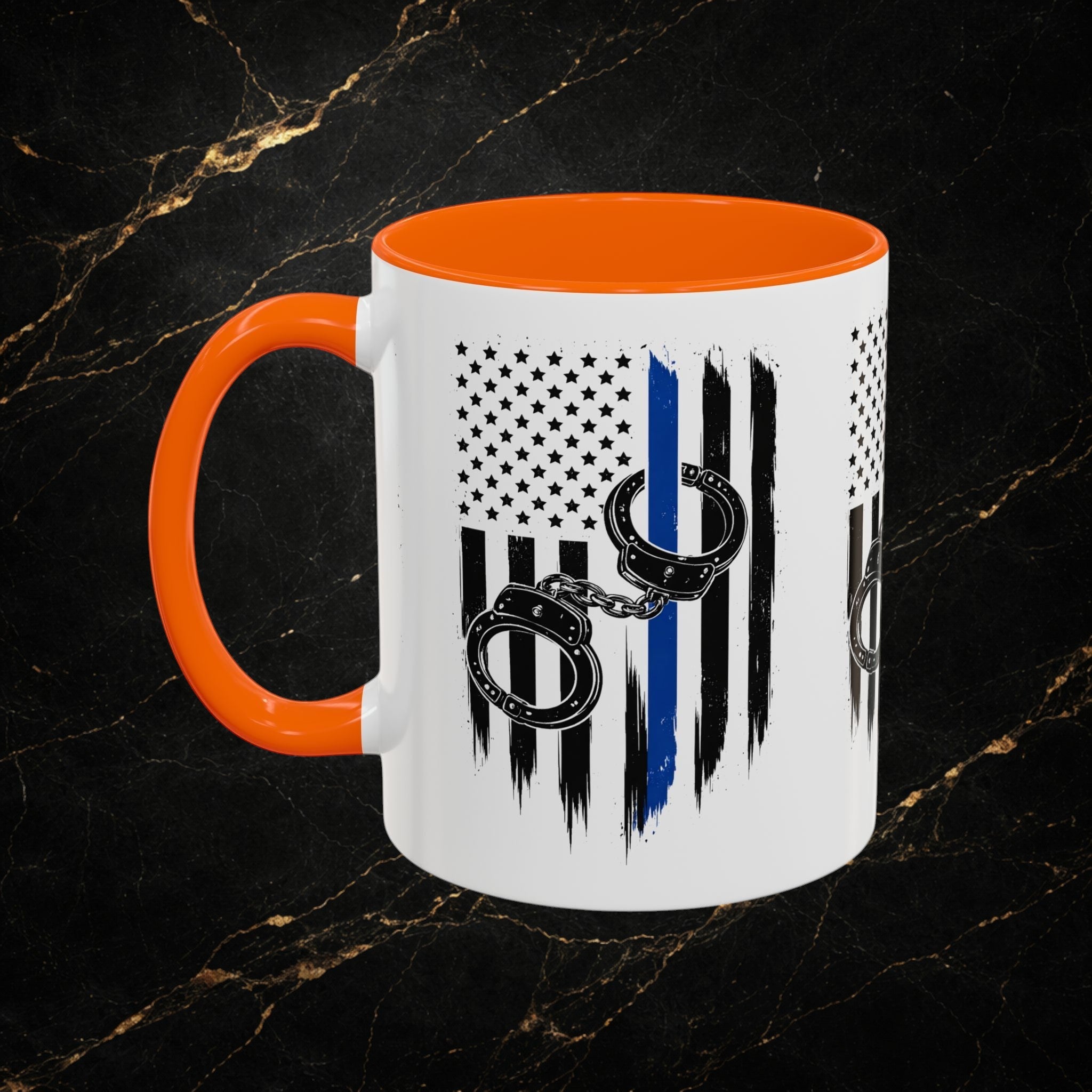 Police 911 Accent Coffee Mug — Patrol Car with Lights Coffee Cup (11/15oz)