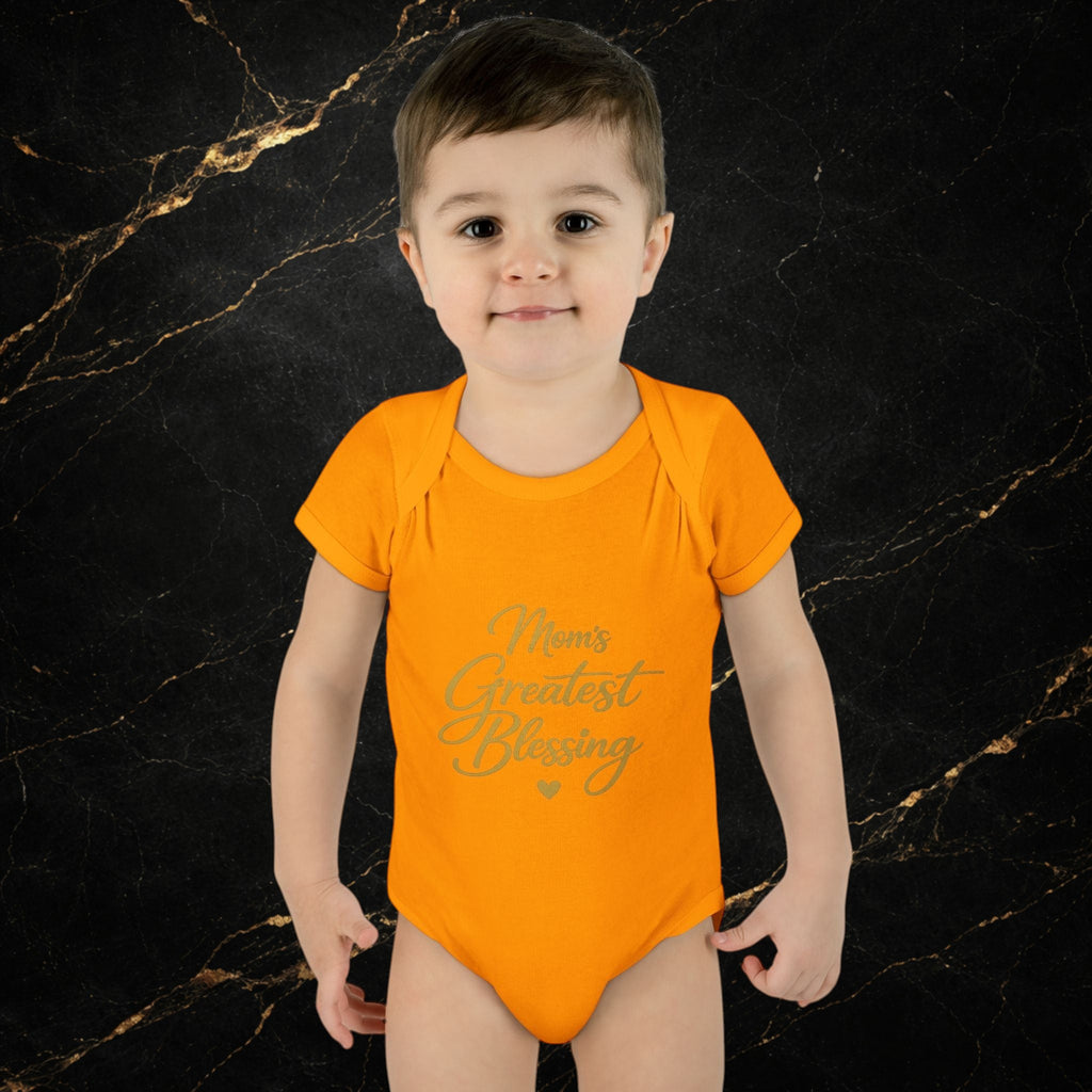 Mom's Greatest Blessing Infant Bodysuit — "Mom" Cross Newborn Onesie
